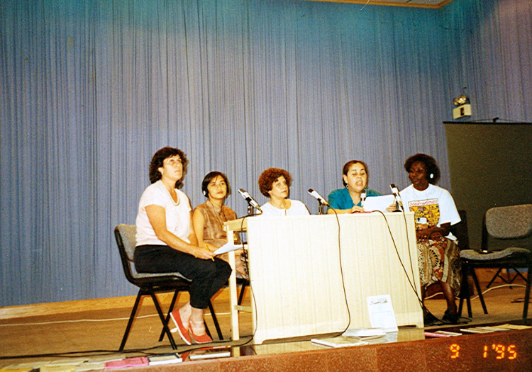 The Isis Media Matters Forum (Chat Garcia of Isis International, Ximena Jimenez and Isabel Duque of Isis Internacional, and Ruth Ojiambo Ochieng of Isis-Wicce.)