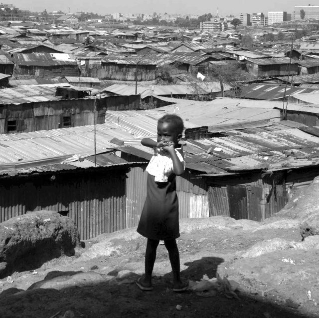 A view of the sprawling Mathare slums from a cliff.